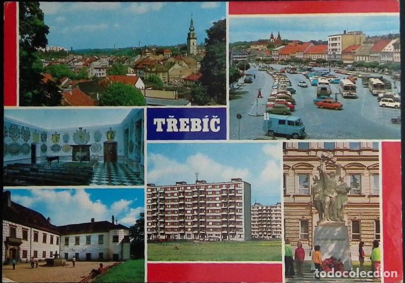 Sellos: KV) 1976, CZECHOSLOVAKIA, MULTI-VIEW POSTCARD OF TŘEB&Iacute;Č SHOWING THE HISTORIC TOWN CENTER, SQUARES, R