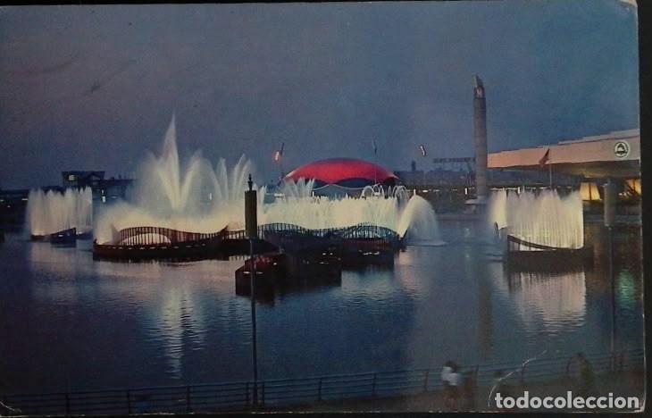 Sellos: KV) 1968, UNITED STATES, NIGHT VIEW OF THE ILLUMINATED FOUNTAINS OF THE HEMISFAIR GROUNDS IN SAN ANT