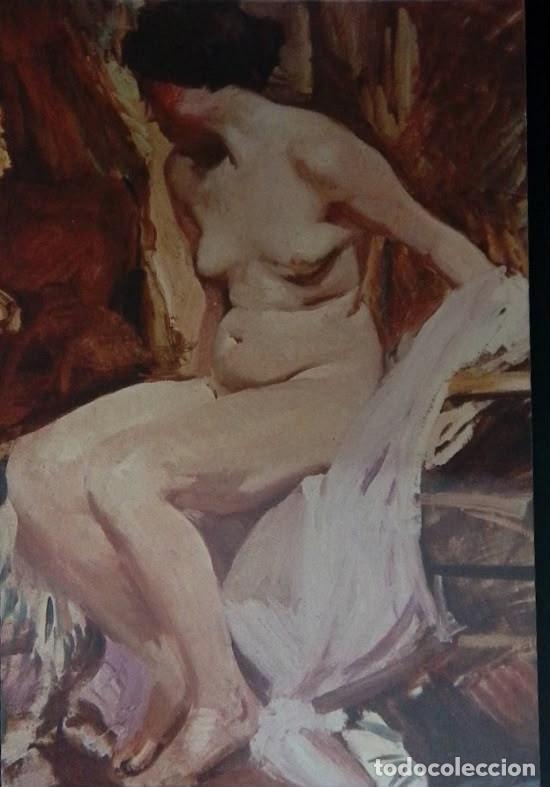 Sellos: KV)1970, COUNTRY NOT IDENTIFIED, ART POSTCARD REPRODUCING A PAINTING OF A SEATED NUDE WOMAN WITH WHI