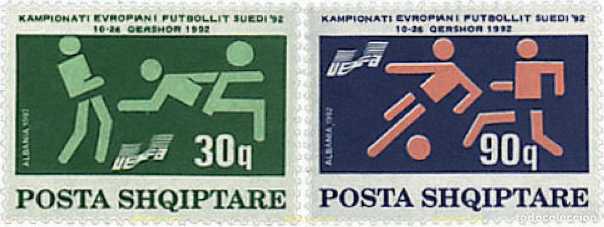 Sellos: 681156 MNH ALBANIA 1992 COPA DE EUROPA DE FUTBOL