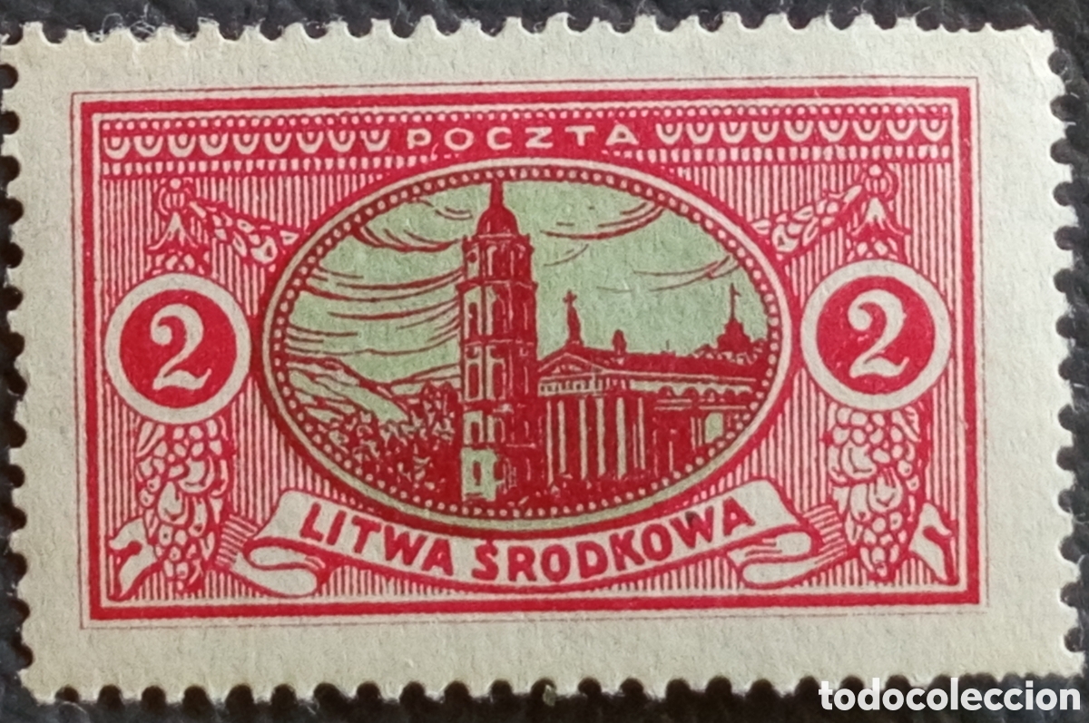 Sellos: Lituania Central 1920 Sello Catedral de Vilna 2m Michel 1 MH