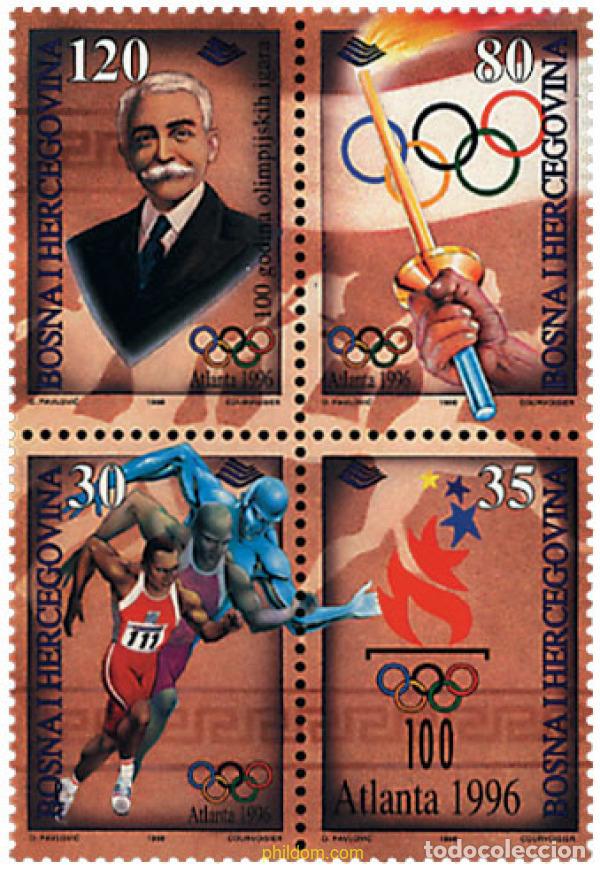 Sellos: 113331 MNH BOSNIA-HERZEGOVINA 1996 26 JUEGOS OLIMPICOS VERANO ATLANTA 1996 - CENTENARIO DE LOS JUEG