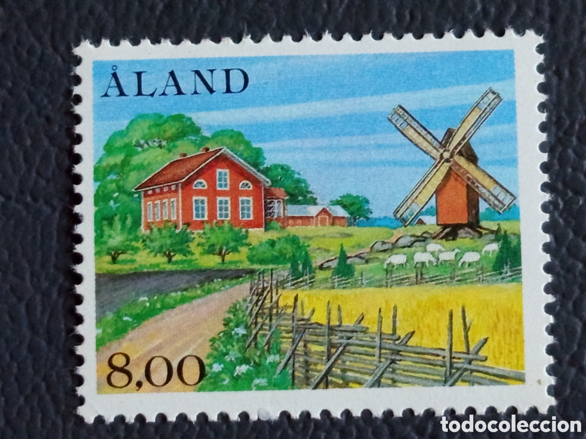 Sellos: Sello Islas &Aring;land Paisaje Rural Casa Roja y Molino de Viento 8,00 MNH