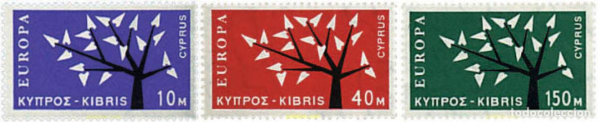 Sellos: 63220 MNH CHIPRE 1963 EUROPA CEPT. ARBOL CON 19 HOJAS