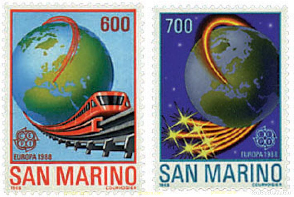 Sellos: 62706 MNH SAN MARINO 1988 EUROPA CEPT. TRANSPORTE Y MEDIOS DE COMUNICACION