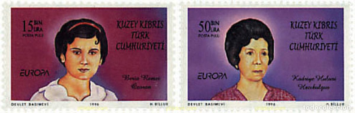 Sellos: 62995 MNH CHIPRE. Administraci&oacute;n turca 1996 EUROPA CEPT. MUJERES CELEBRES