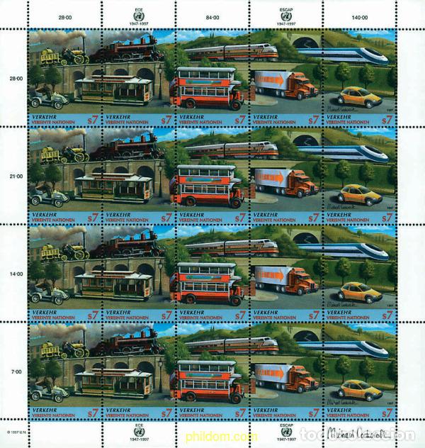 Sellos: 11454 MNH NACIONES UNIDAS. Viena 1997 TRANSPORTES TERRESTRES