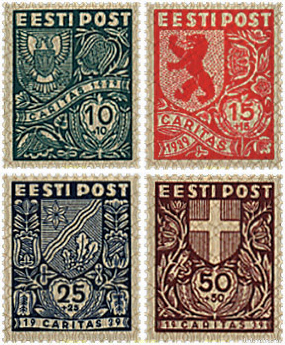 Sellos: 583794 HINGED ESTONIA 1939 ESCUDOS DE DISTRITOS. PRO CARITAS