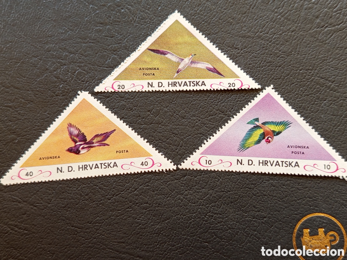 Sellos: Croacia NDH 1944 Aves Avionska Posta Triangular Lote 3 Sellos MNH