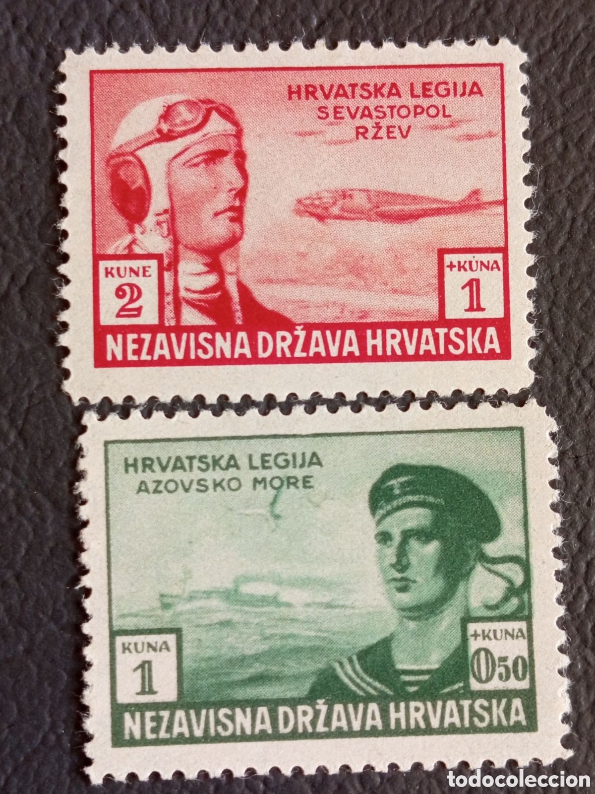 Sellos: Croacia NDH 1943 Legi&oacute;n Croata Sevastopol Azov Lote 2 Sellos MH