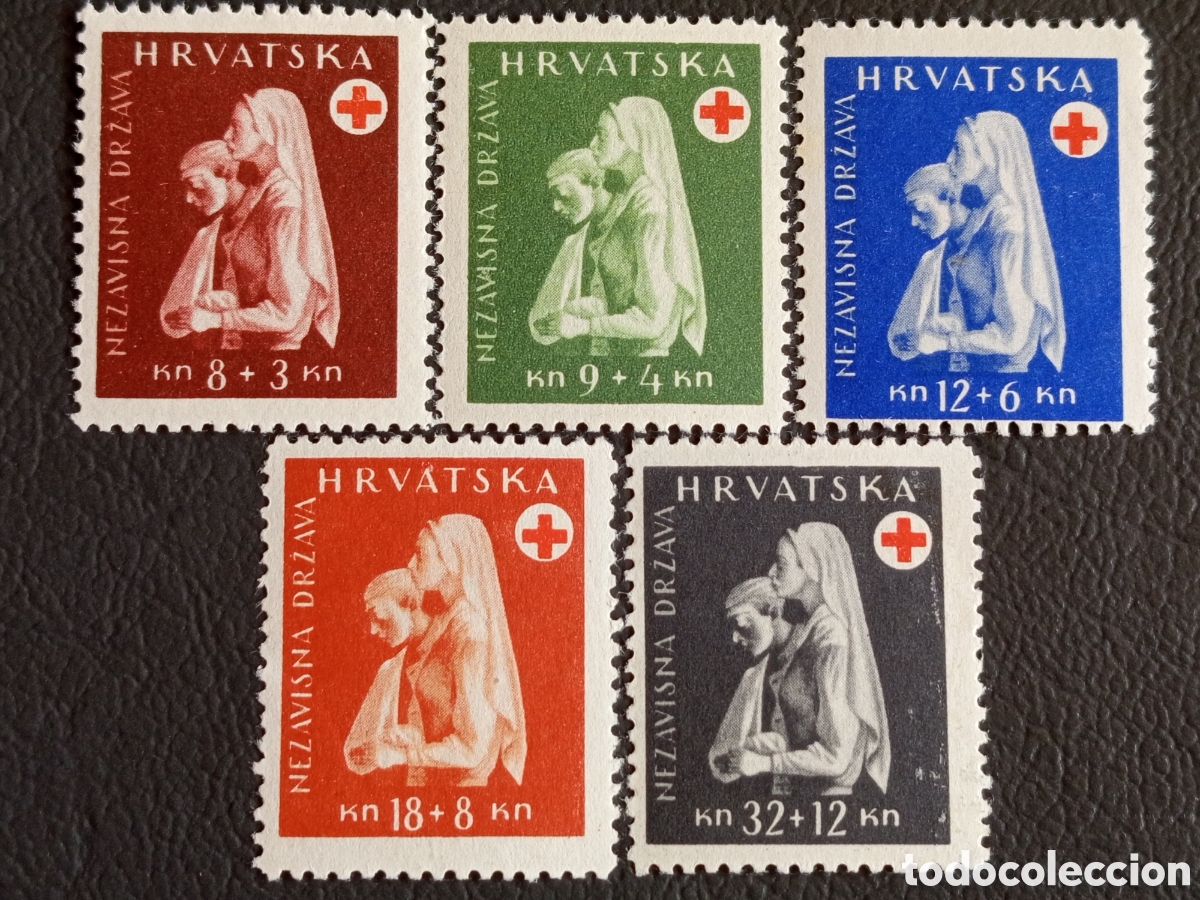 Sellos: Croacia NDH 1943 Cruz Roja Michel 118-127 Serie 5 Valores MNH