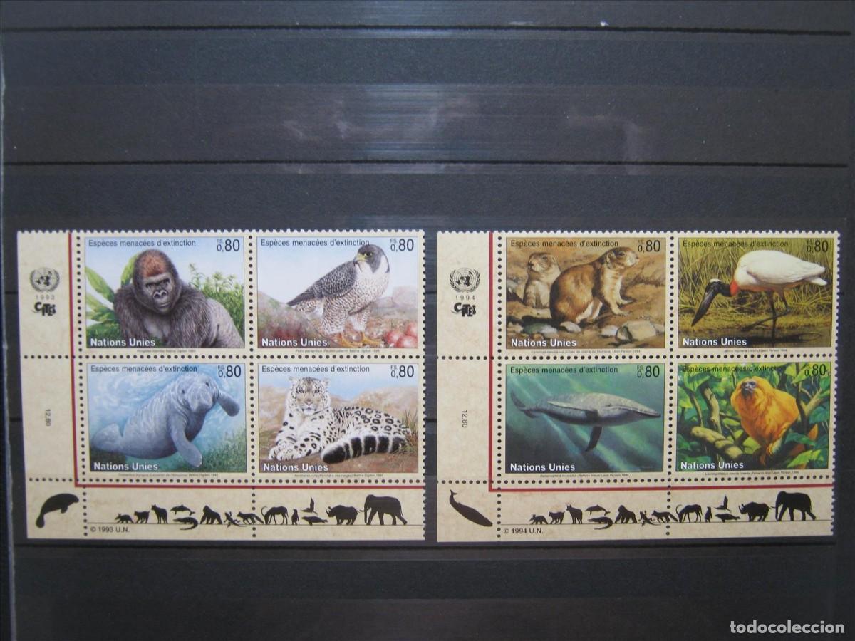 Sellos: NACIONES UNIDAS GINEBRA ONU 1993 Y 1994 FAUNA MNH** SIN CHARNELA LUJO.
