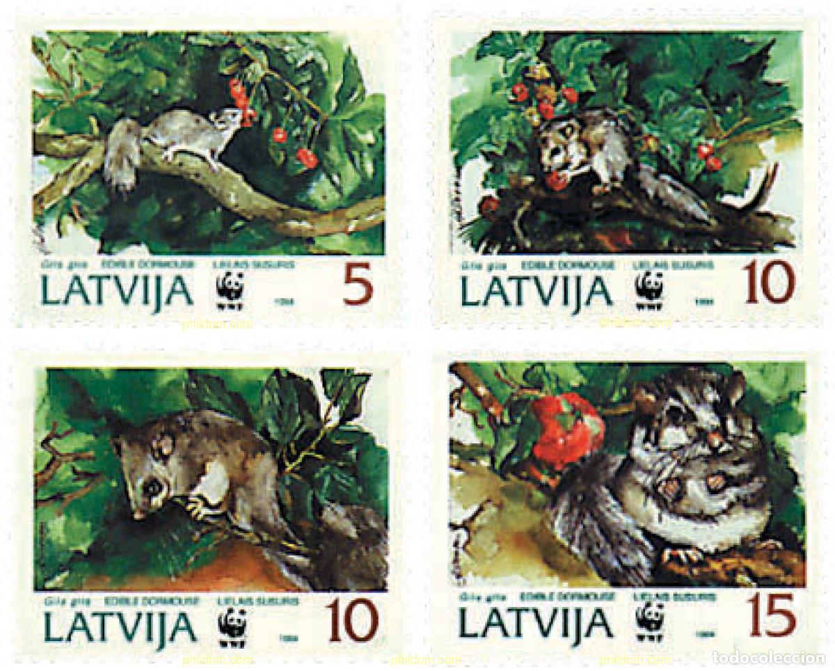 Sellos: 86329 MNH LETONIA 1994 FAUNA PROTEGIDA. LIRON GRIS