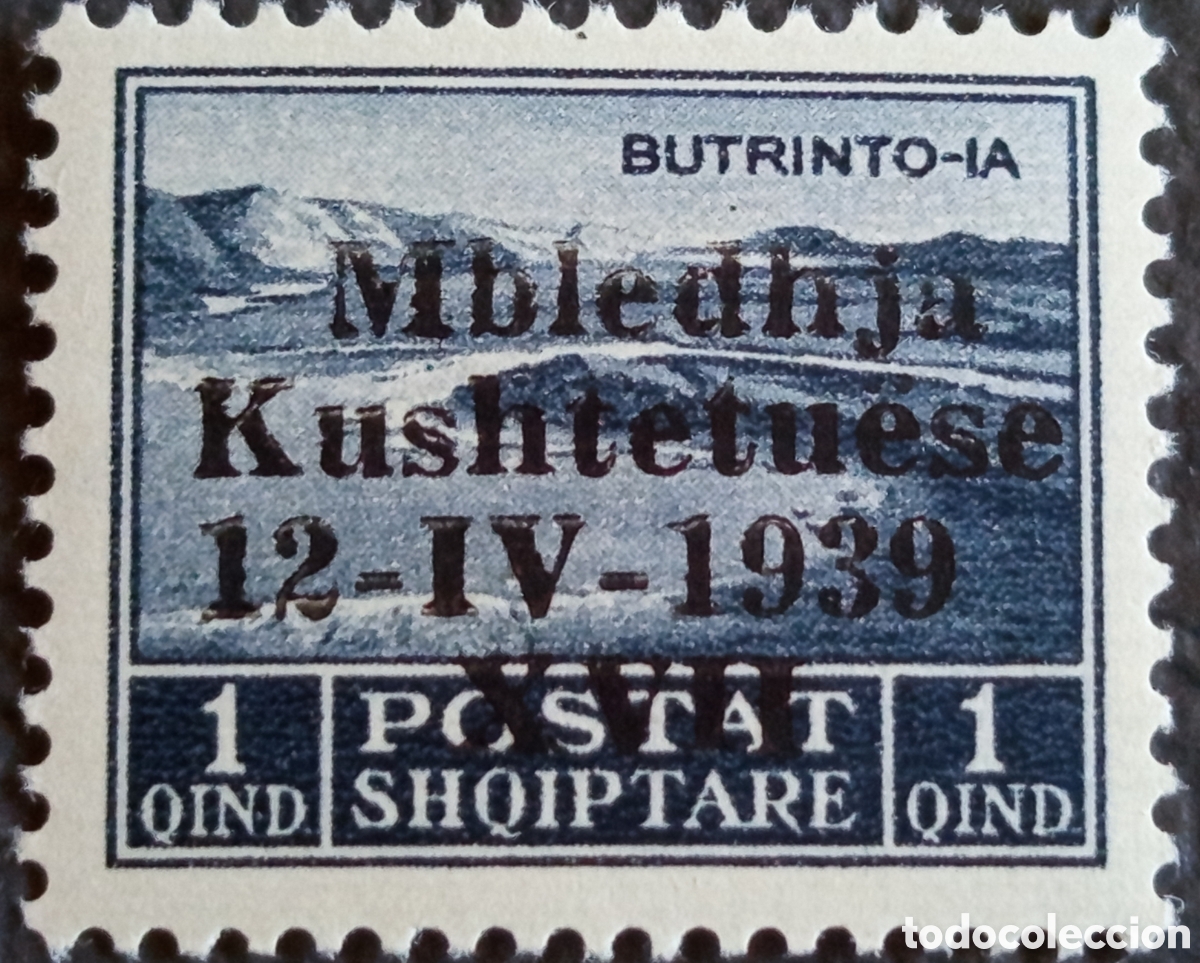 Sellos: Sello Albania 1939 Sobrecarga Asamblea Constituyente 1q Yvert 305 MNH.