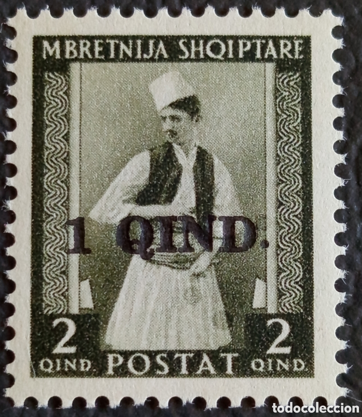 Sellos: Sello Albania 1928 Traje T&iacute;pico Sobrecarga 1q sobre 2q Yvert 227 MNH