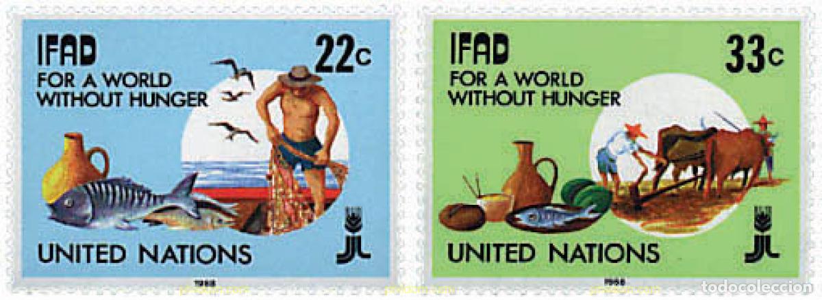 Sellos: 34143 MNH NACIONES UNIDAS. Nueva York 1988 FONDO INTERNACIONAL PARA EL DESARROLLO DE LA AGRICULTURA