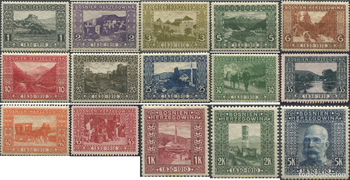 Sellos: 790680 HINGED BOSNIA-HERZEGOVINA 1910 80 ANIVERSARIO DEL EMPERADOR DE AUSTRIA. SELLOS DEL 1906 INSC