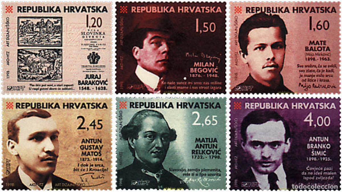 Sellos: 41704 MNH CROACIA 1998 ESCRITORES DE CROACIA.