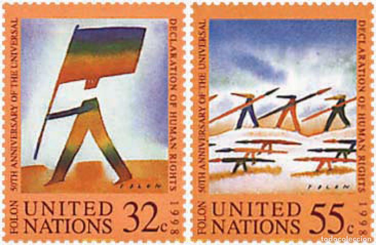 Sellos: 30799 MNH NACIONES UNIDAS. Nueva York 1998 50 ANIVERSARIO DE LA DECLARACION EUROPEA DE LOS DERECHOS