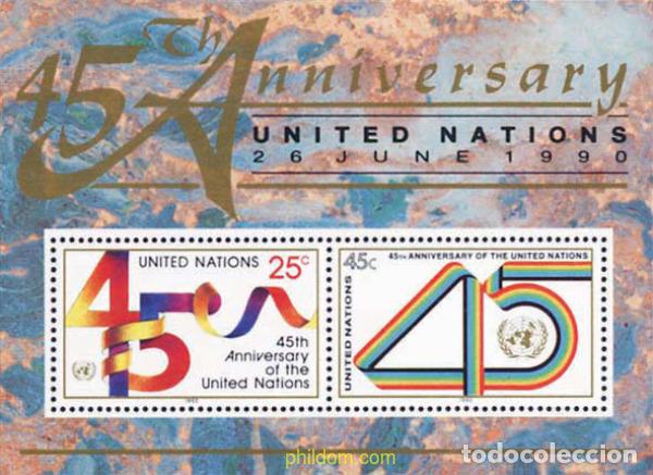Sellos: 141302 MNH NACIONES UNIDAS. Nueva York 1990 45 ANIVERSARIO DE LAS NACIONES UNIDAS