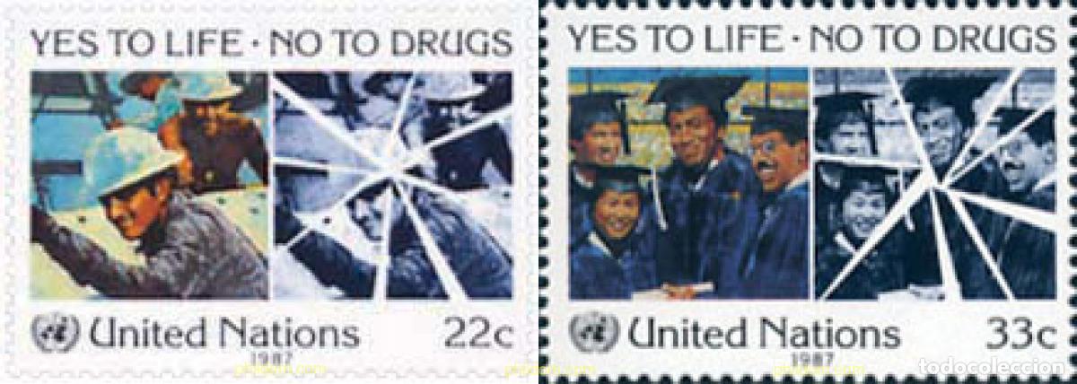 Sellos: 141326 MNH NACIONES UNIDAS. Nueva York 1987 LUCHA CONTRA LA DROGA