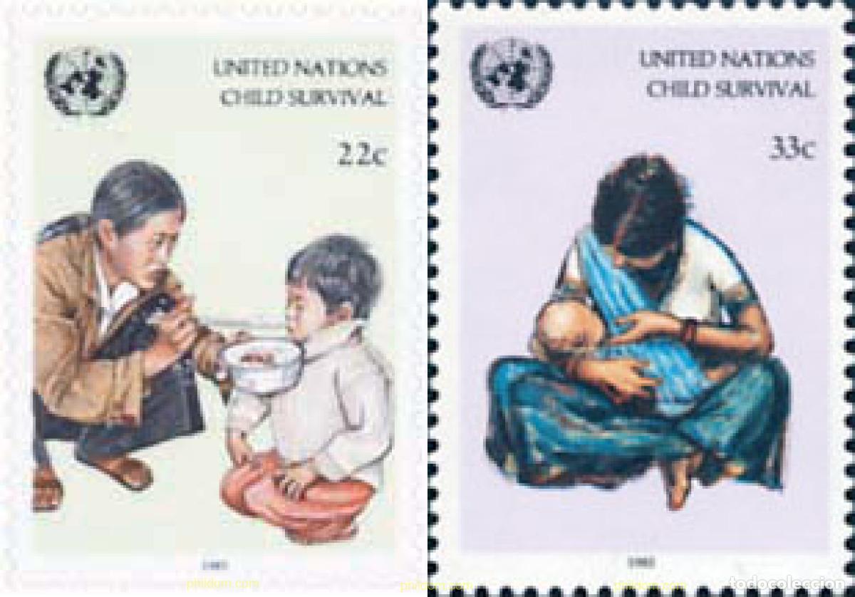 Sellos: 127142 MNH NACIONES UNIDAS. Nueva York 1985 SUPERVIVENCIA INFANTIL