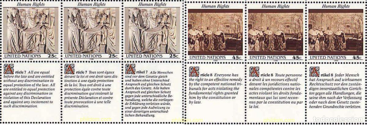 Sellos: 158703 MNH NACIONES UNIDAS. Nueva York 1990 DECLARACION UNIVERSAL DE LOS DERECHOS HUMANOS