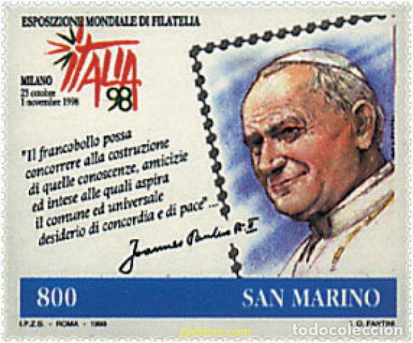 Sellos: 70394 MNH SAN MARINO 1998 EXPOSICION FILATELICA INTERNACIONAL. ITALIA 98
