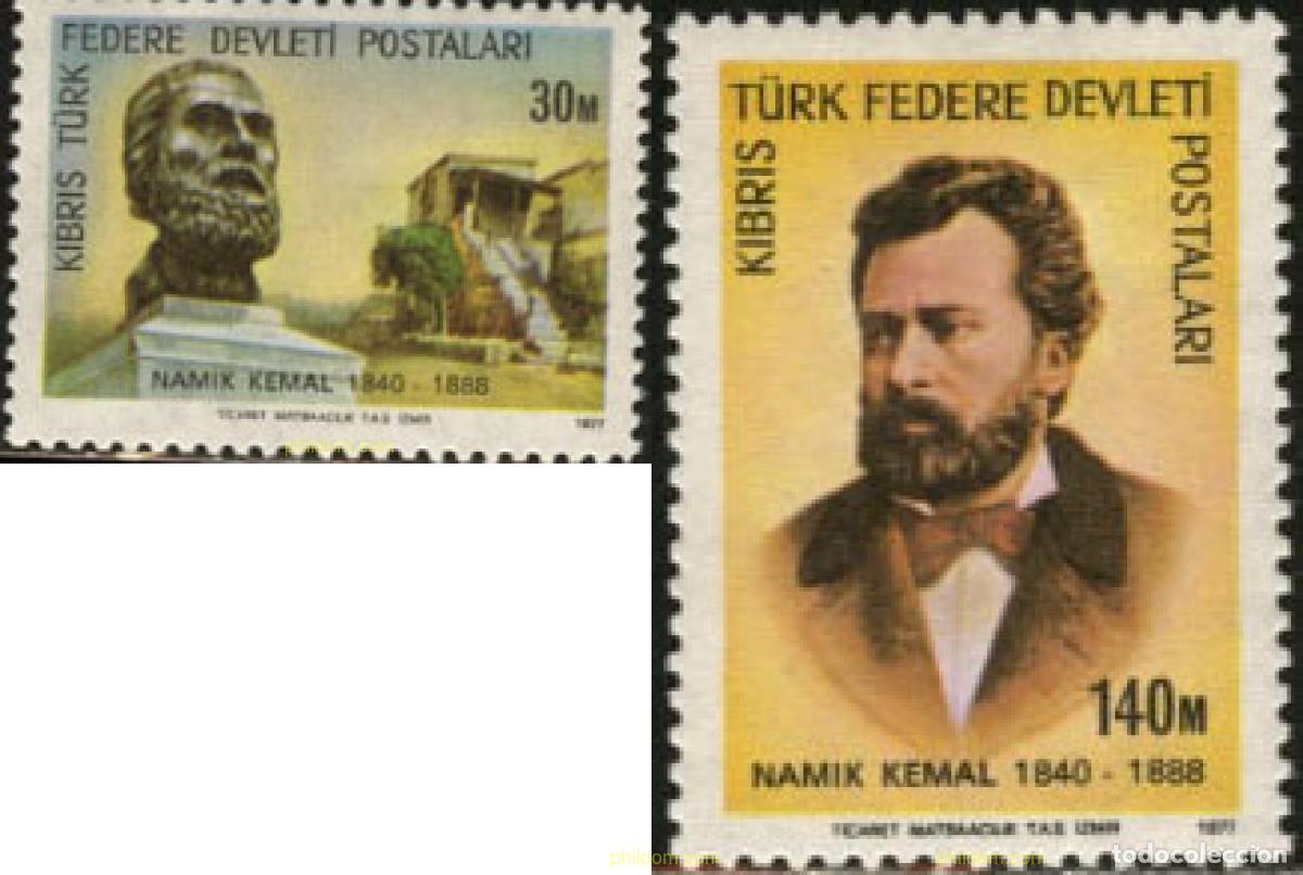 Sellos: 164597 MNH CHIPRE. Administraci&oacute;n turca 1977 50 ANIVERSARIO DE LA MUERTE DE NAMIK KEMAL
