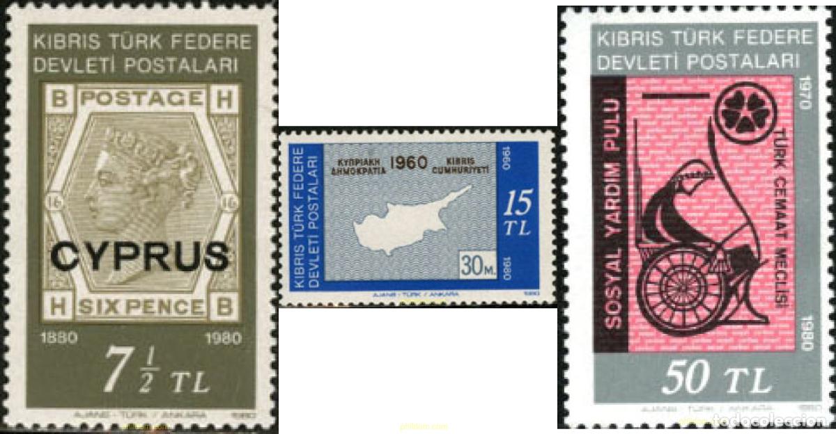 Sellos: 164655 MNH CHIPRE. Administraci&oacute;n turca 1980 CENTENARIO DEL SELLO EN CHIPRE