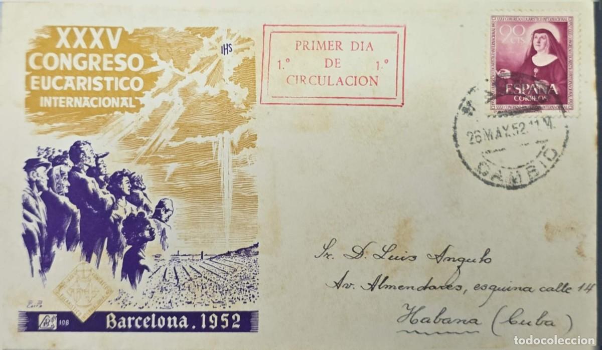 Briefmarken: O) 1952 SPAIN, XXXV INTERNATIONAL EUCHARISTIC CONGRESS, BARCELONA, MARIA MICHAELA DERMAISIERES, CIRC