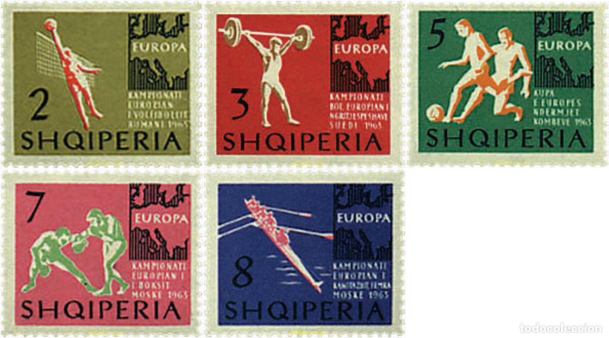 Sellos: 215229 HINGED ALBANIA 1963 CAMPEONATOS DEPORTIVOS EUROPEOS