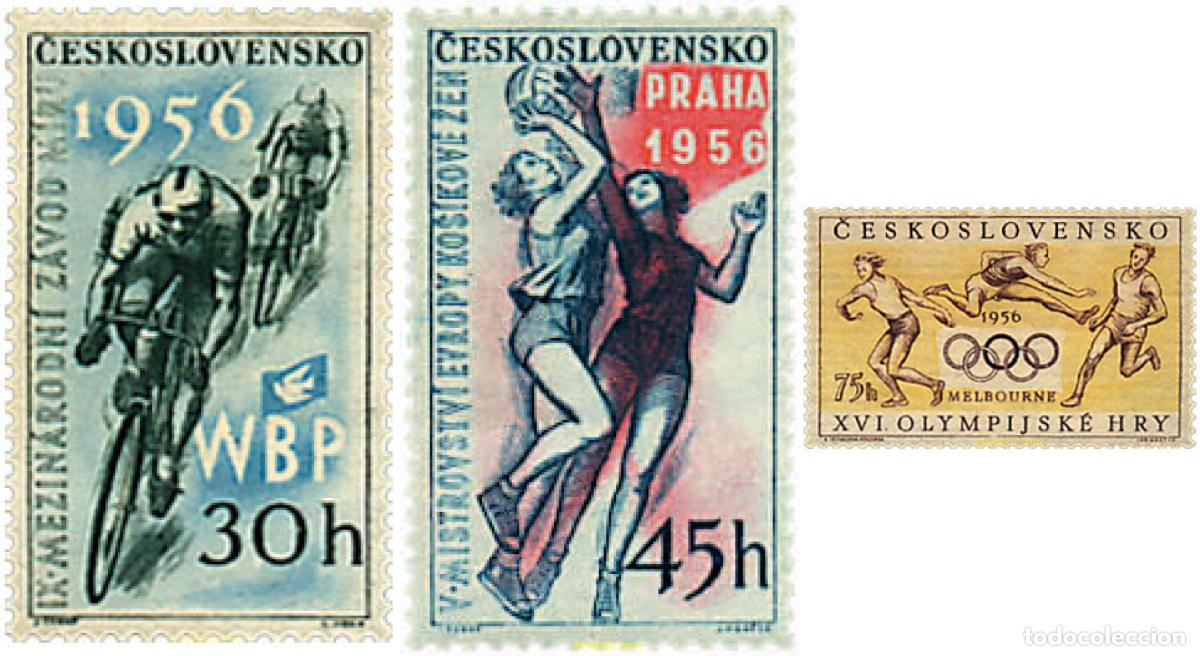 Sellos: 63614 MNH CHECOSLOVAQUIA 1956 GRANDES ACONTECIMIENTOS DEPORTIVOS DEL A&Ntilde;O