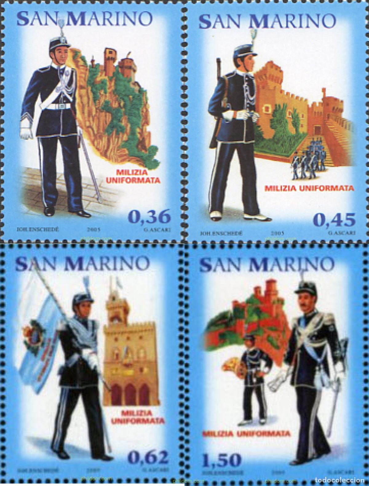 Sellos: 167272 MNH SAN MARINO 2005 UNIFORMES DE LA MILICIA SANMARINENSE