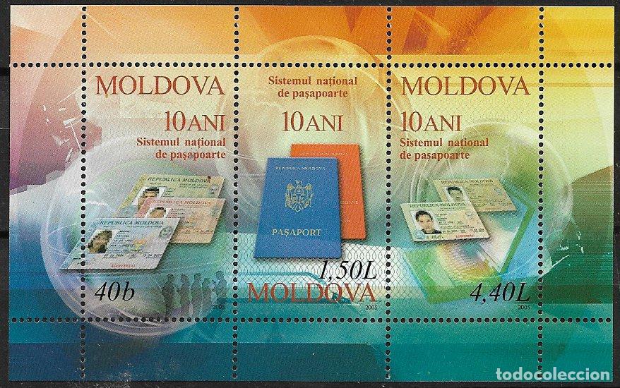 Sellos: MOLDAVIA 2005 10 Aniv&ordm; Documento Identidad Moldavo, Yvert n&ordm; HB36 * *