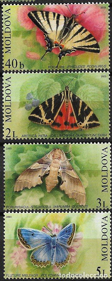 Sellos: MOLDAVIA 2003 Mariposas, Yvert n&ordm; 396 a 399 * *