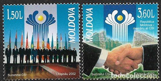 Sellos: MOLDAVIA 2002 Cambio de la Comunidad de Estados Independientes, Yvert n&ordm; 386 y 387 * *