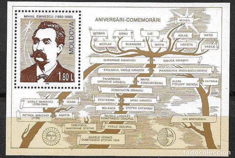 Stamps: MOLDAVIA 1996 Mihai Eminescu, Yvert n&ordm; HB12 * *