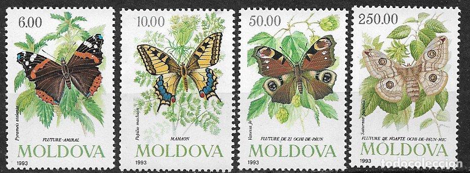 Stamps: MOLDAVIA 1993 Mariposas, Yvert n&ordm; 67 a 70 * *