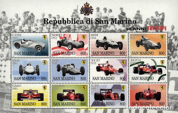 Francobolli: 237847 MNH SAN MARINO 1998 50 ANIVERSARIO DE FERRARI. AUTOMOVILES DE CARRERAS Y FORMULA 1
