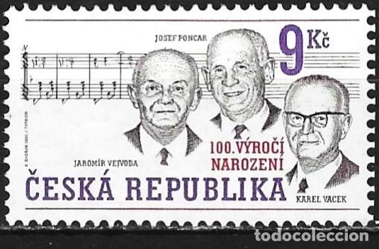 Sellos: Rep&uacute;blica Checa 2002 - Mi 315 - YT 297 - K. Vacek, J. Vejvoda, J. Poncar, compositores - MNG