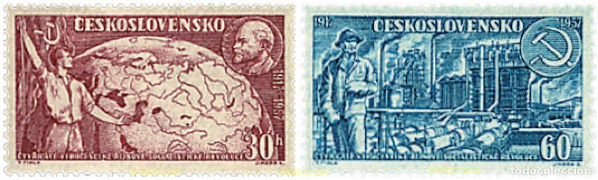 Sellos: 200098 HINGED CHECOSLOVAQUIA 1957 40 ANIVERSARIO DE LA REVOLUCION RUSA DE OCTUBRE