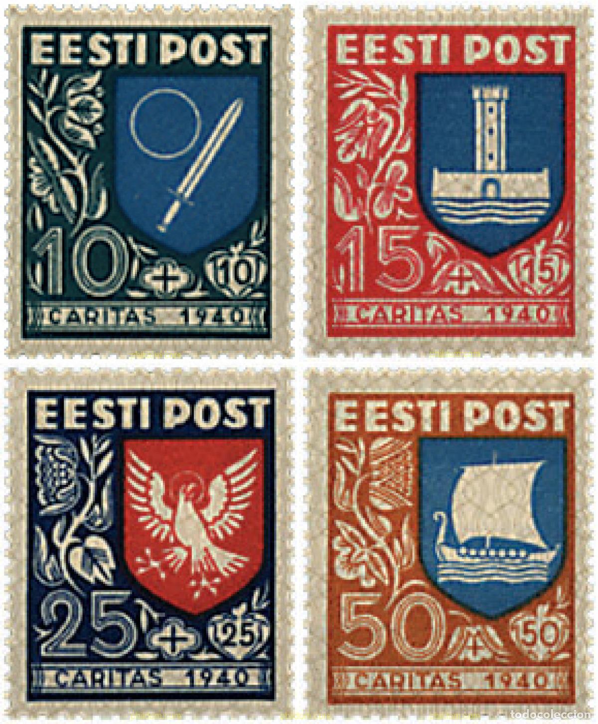 Sellos: 88844 MNH ESTONIA 1940 ESCUDOS DE DISTRITOS. PRO CARITAS
