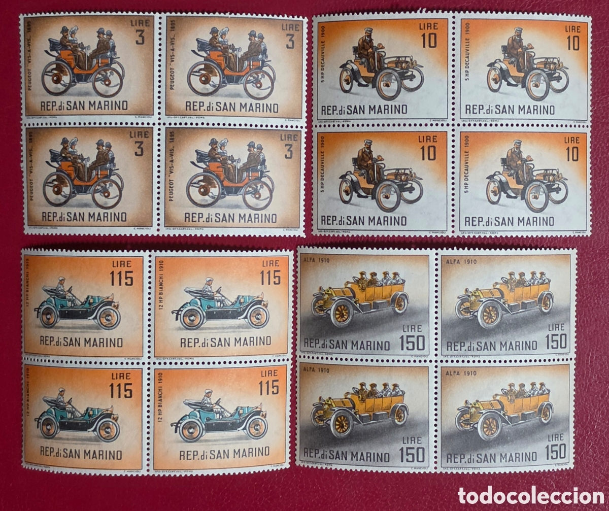 Sellos: Sellos San Marino 1962 Historia del automobil