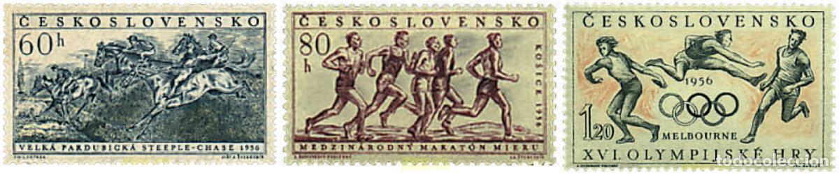 Sellos: 63613 MNH CHECOSLOVAQUIA 1956 GRANDES ACONTECIMIENTOS DEPORTIVOS DEL A&Ntilde;O