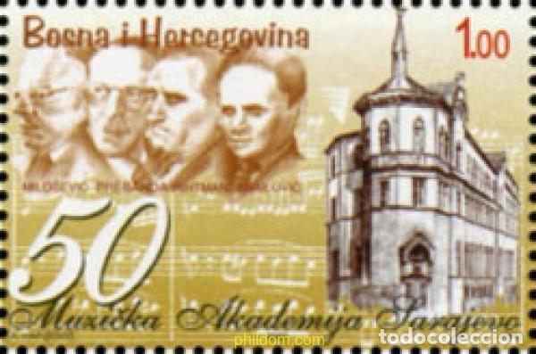 Sellos: 185629 MNH BOSNIA-HERZEGOVINA 2005 CINCUENTENARIO DE LA ACADEMIA DE MUSICA DE SARAJEVO