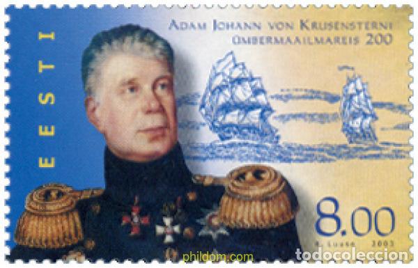Sellos: 136148 MNH ESTONIA 2003 BICENTENARIO DE LA EXPEDICION RUSA DE ADAM JOHANN VON KRUSENSTERN
