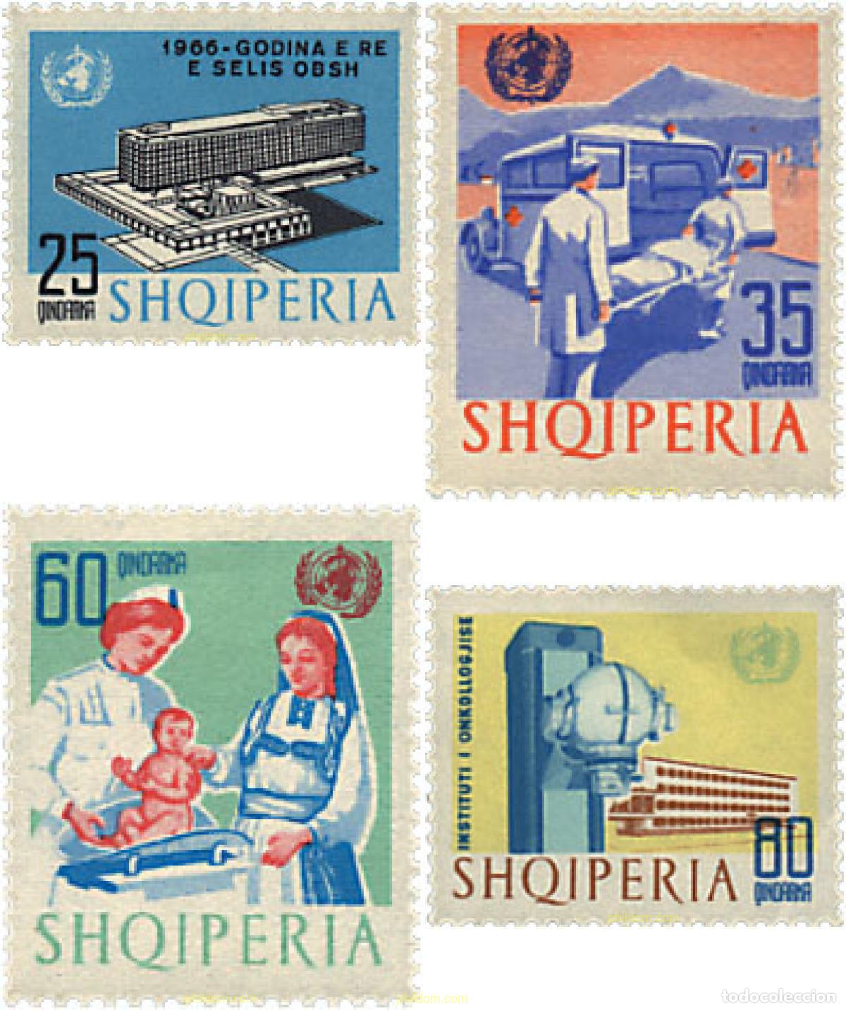 Sellos: 78133 MNH ALBANIA 1966 INAUGURACION DE LA SEDE DE LA ORGANIZACION MUNDIAL DE LA SALUD EN GINEBRA
