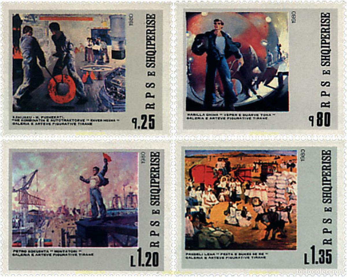 Sellos: 78457 MNH ALBANIA 1980 PINTURAS DE LA GALERIA DE ARTE FIGURATIVO DE TIRANA