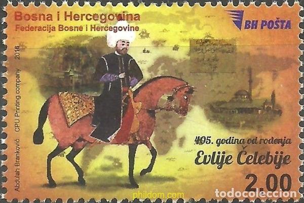 Sellos: 735942 MNH BOSNIA-HERZEGOVINA 2016 PERSONAJE. 405&ordm; ANIVERSARIO DEL NACIMIENTO DE EVLIYA CELEBI